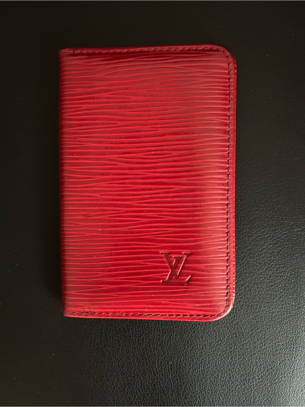 Vintage Louis Vuitton Red Epi Leather Card Holder Obo
